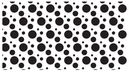 Playful polka dot pattern with varying sizes of black circles on a crisp white background