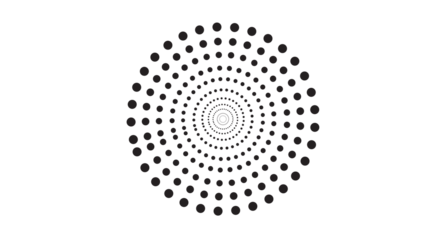 Abstract tunnel effect created by multiple concentric circles of black dots on a white background