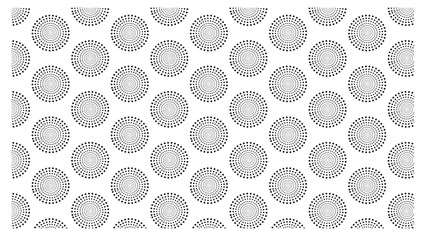 Repeating pattern of small concentric dotted circles arranged in a grid on a white background