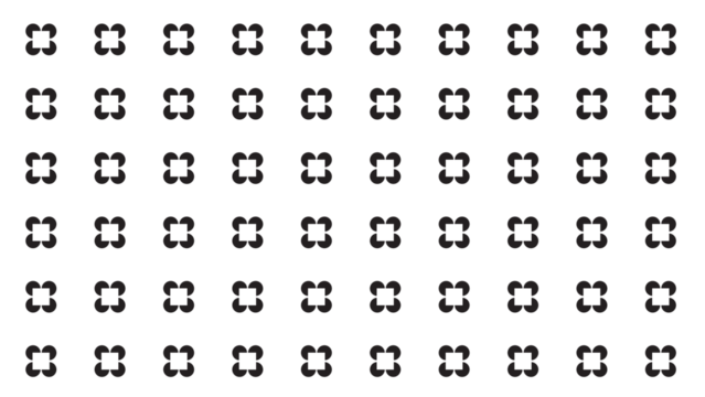 Black four-leaf clover pattern on white background arranged in a symmetrical geometric grid - Powered by Adobe