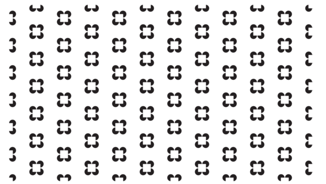 Staggered four-leaf clover motif pattern in black and white for modern textile and wallpaper design - Powered by Adobe