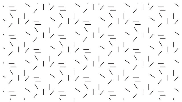 Abstract hatch pattern of short black line segments at random angles on a white background