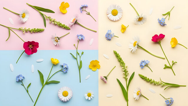 Spring Wellness Minimal Still Life Bright Floral Spring Pattern