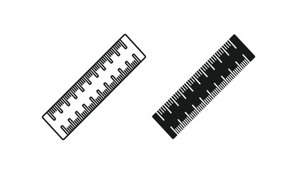 Two black and white rulers on a plain for measurement and drawing purposes in graphic design and architecture