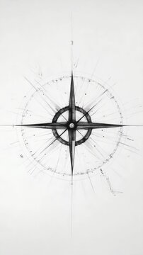 Video A classic compass rose on a black and white background