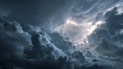 Powerful Thunderstorm Sky with Bright Lightning and Ominous Cumulonimbus Clouds