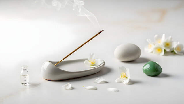 Spring Wellness Minimal Still Life Stone Balance Wellness Concept