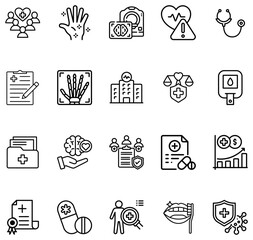 Obraz premium Collection of medical and healthcare with a clean style a white background symbol medicine