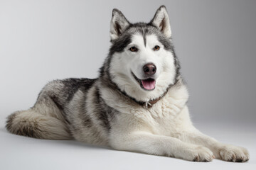 Obraz premium Siberian Husky Lying Down with Tongue Out