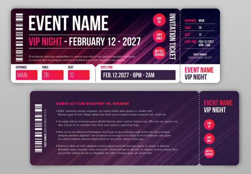 Indesign event ticket template