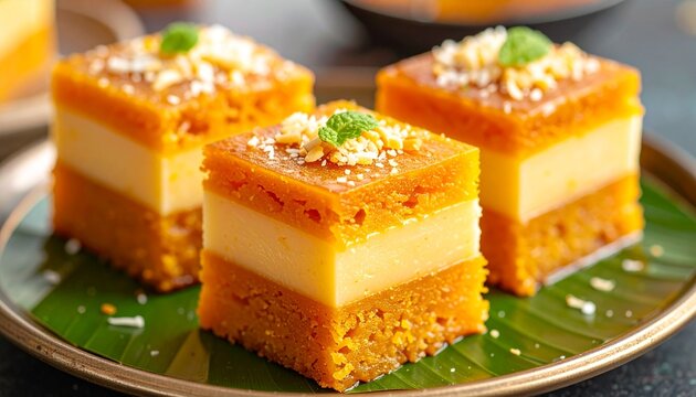 Goan Bebinca Bite. Traditional Indian Food