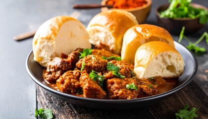 Goan Sorpotel with Pav. Traditional Indian Food