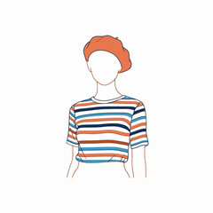 Icon woman in orange beret colorful stripes