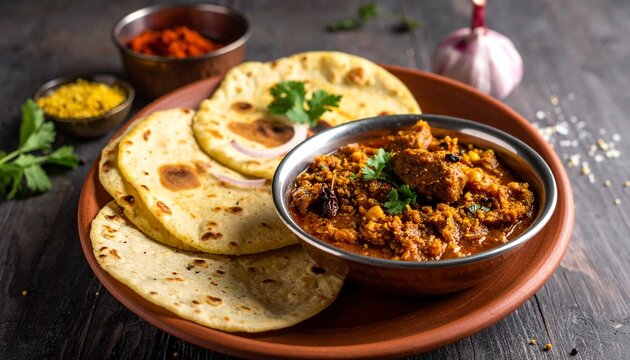 Maharashtrian Zunka Bhakar. Traditional Indian Food