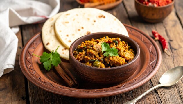 Maharashtrian Zunka Bhakar. Traditional Indian Food