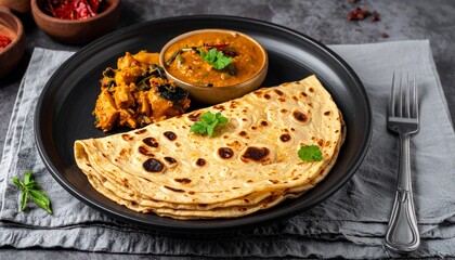 Tamil Nadu Parotta with Kurma. Traditional Indian Food