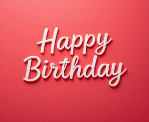 Happy Birthday typography with red color background.