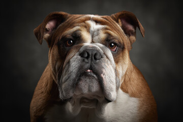 Portraits of a Brindle Dog with a Serious Expression