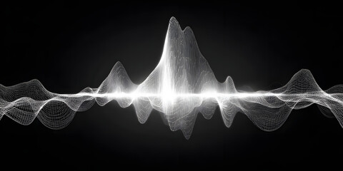 Sound wave interface visualization on dark screen technology concept minimalist pattern design