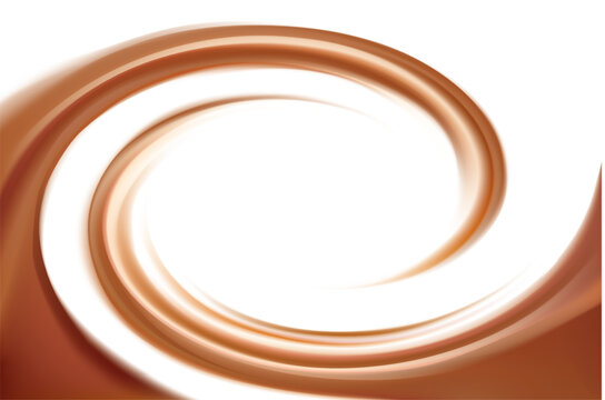 Soft wonderful mixed dark beige curvy eddy ripple luxury fond. Beautiful yummy volute fluid melt sweet choco cremy surface with space for text on glowing milky white stripe in middle of funnel