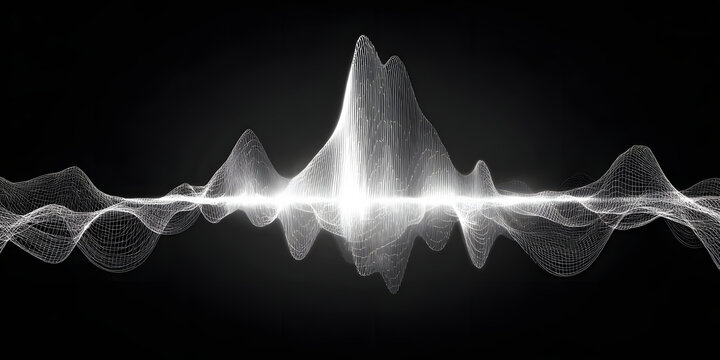 Sound wave interface visualization on dark screen technology concept minimalist pattern design - Powered by Adobe