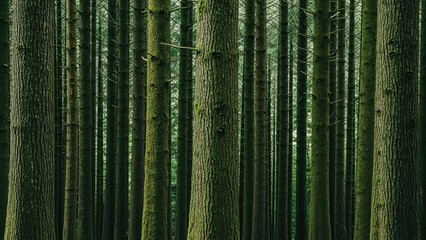 Fototapeta premium A lush green bamboo forest landscape captures the natural beauty of tall stalks and vibrant foliage bathed in soft sunlight during a serene spring season outdoors