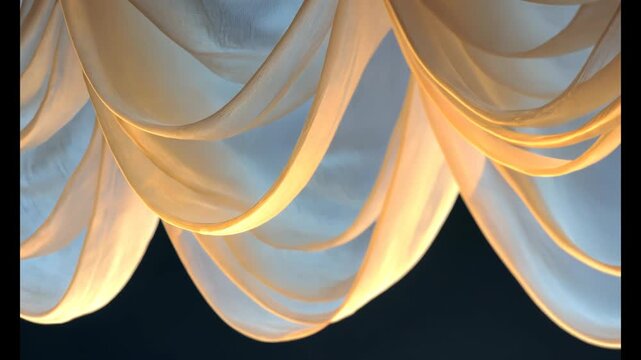 Video A close-up shot of a curtain with a clock prominently displayed