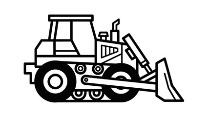 Black and White Bulldozer Illustration. © AFAstore