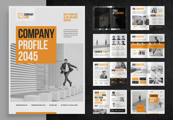 Company Profile Brochure Layout with Orange Accents