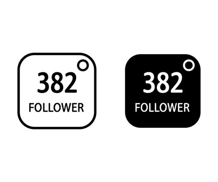 Two badges showing 382 followers in white and black backgrounds with rounded corners count