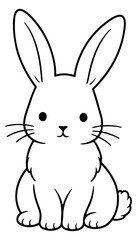 Fototapeta premium Hand drawn line art illustration of a rabbit depicting sitting for children's projects