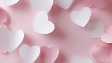 3D paper hearts for Valentine is Day, romantic card or background, love and wedding theme, festive design