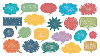 Chalkboard Style Speech Bubble Illustrations - Hand-Drawn Doodle Set