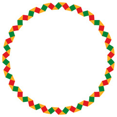 Pan-African Colors Circle Frame Border, isolated on a transparent background. Ideal for Juneteenth celebration, Black History Month, African heritage event, or cultural awareness poster. PNG. Vector