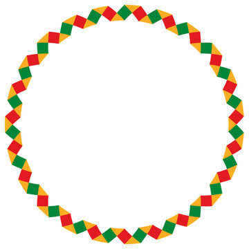 Pan-African Colors Circle Frame Border, isolated on a transparent background. Ideal for Juneteenth celebration, Black History Month, African heritage event, or cultural awareness poster. PNG. Vector