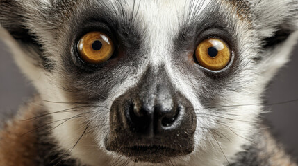 Obraz premium Close-up of a lemur with expressive golden eyes