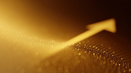 Golden arrow rising through a dotted waveform, symbolizing growth, progress, and financial or market trends