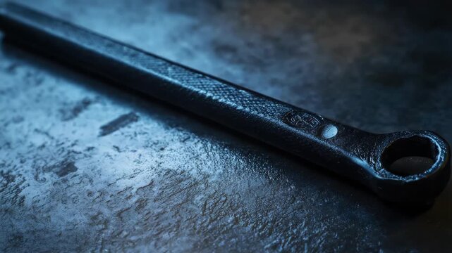 Video A detailed view of a wrench lying on a flat surface, ideal for use in industrial or DIY contexts