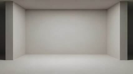 a large empty room with white walls and floor and dark pillars high quality professional detailed modern elegant stylish