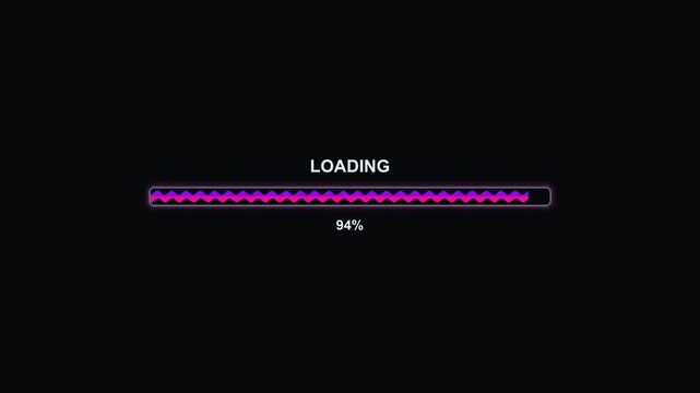 Modern loading animation with bright colors and dynamic progress movement on a dark background for digital projects and displays