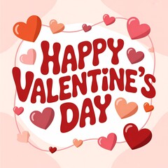 Vector Illustration Of Happy Valentines Day Greeting With Hearts For Romantic Holiday Cards