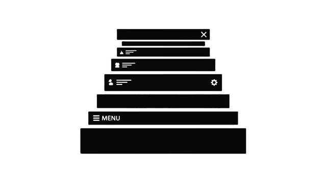 Modern digital menu navigation bar with buttons and icons on white background, user interface design element for website or mobile app