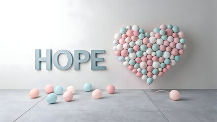 Hope Cancer Awareness Concept with Heart Shape Made of Medical Pills