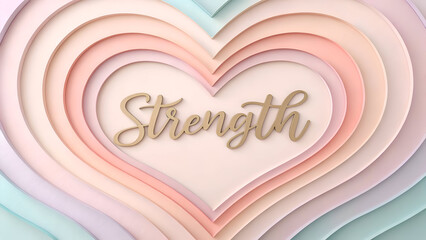 Strength Cancer Awareness Concept with Layered Heart Typography Design
