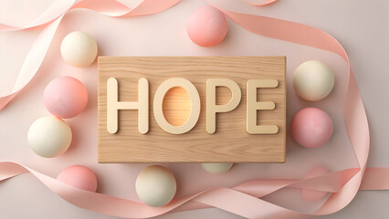 Hope Cancer Awareness Concept with Wooden Block Typography