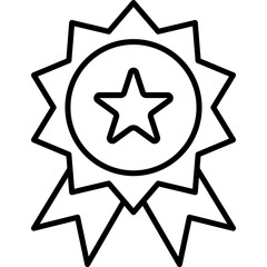  Rosette badge with certificate ribbon design. Premium medal symbol for professional recognition. Winner trophy icon featuring elegant seal and trust marks for proven excellence.