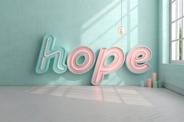 Hope Cancer Awareness Typography with Soft Pastel Healthcare Background