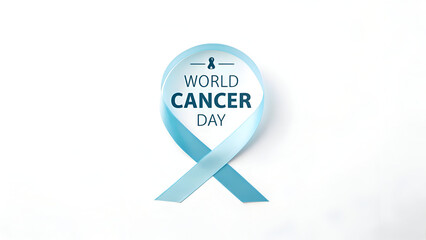 World Cancer Day Awareness Ribbon with Clean Minimal Medical Background