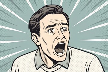 Man Shows Shock and Surprise in Vintage Comic Style Illustration