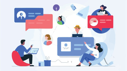 People collaborating and communicating globally with technology